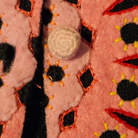 Michael Simon BLACK  MULTI CIRCLE PRINT  Applique SWEATER Size S - Picture 6 of 7